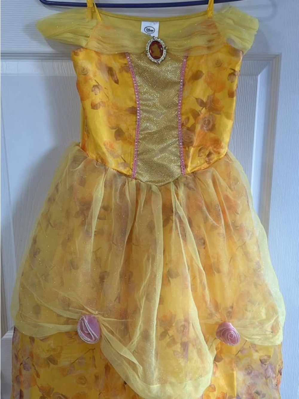 Disney Yellow Floral Belle-Inspired Girls' Dress with Jewel Accent